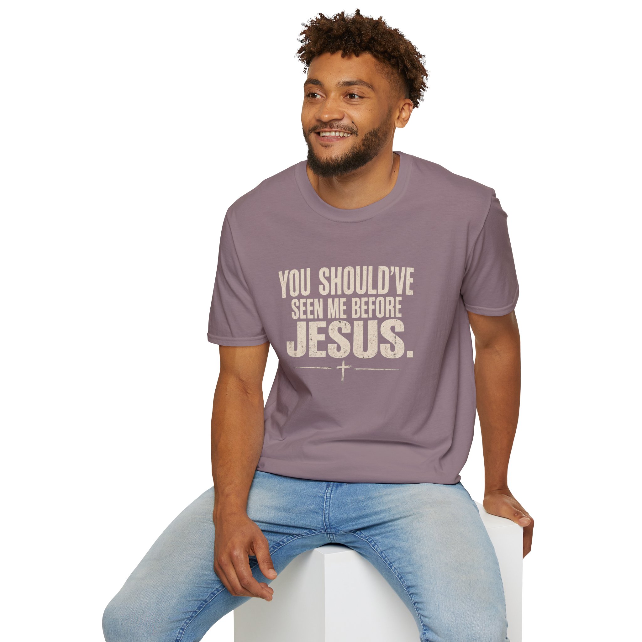 Christian T-Shirt — "You Should've Seen Me Before Jesus" Inspirational Faith Tee - Image 6