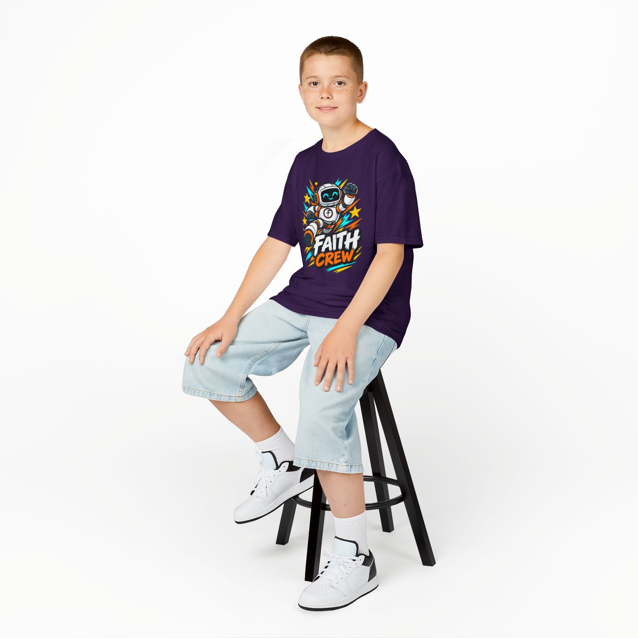 Kids' Faith Crew T-Shirt — Cute Robot Illustration Graphic Tee for Church & Sunday School - Image 48