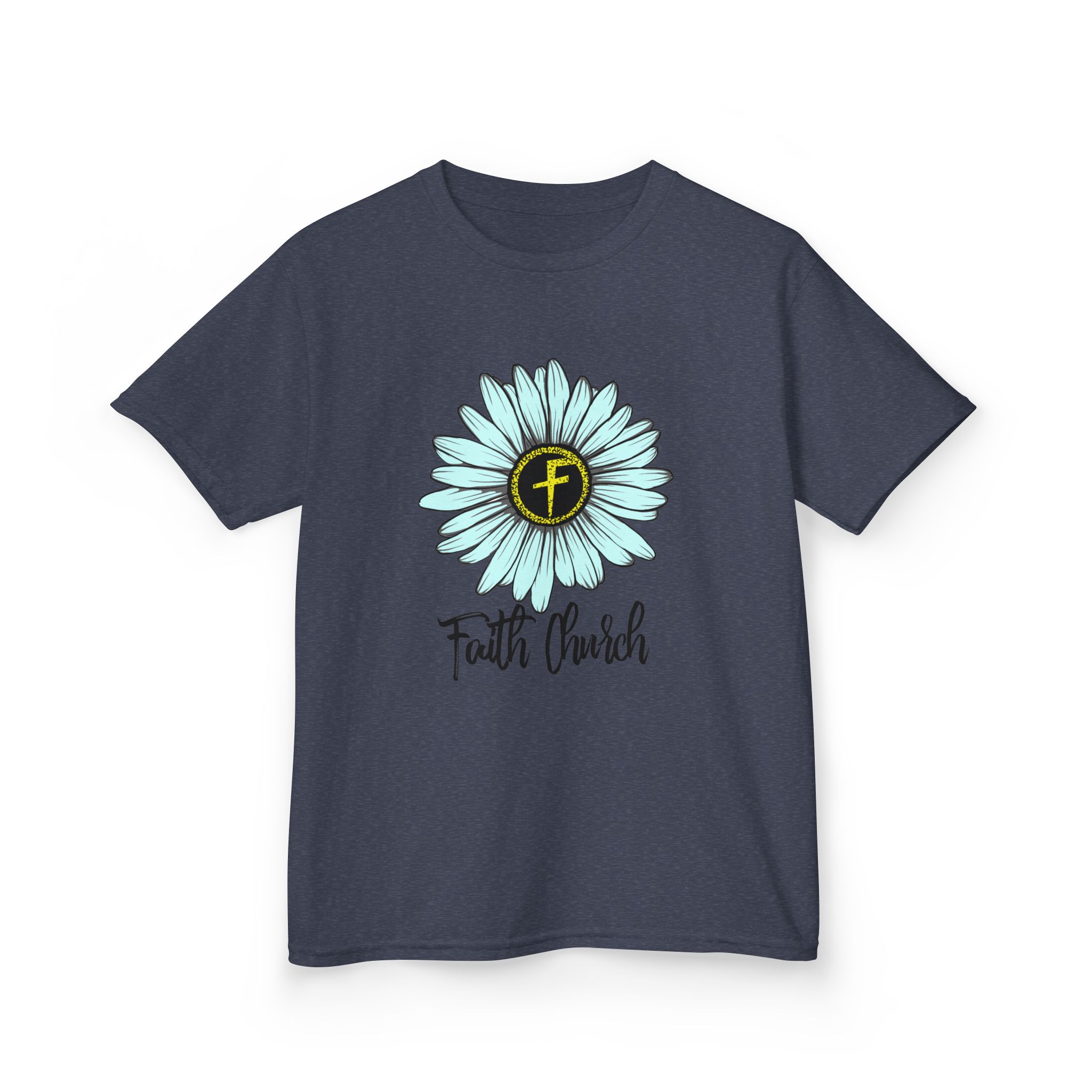 Kids Tee – Blue Daisy “Faith Overfear” Floral Christian Shirt - Image 42