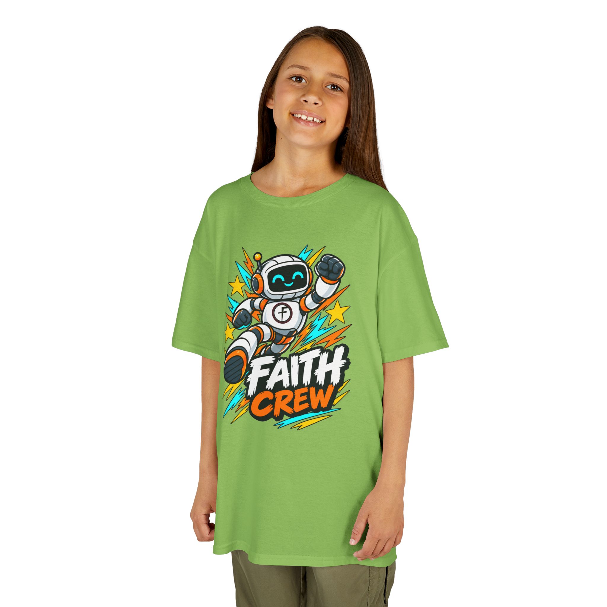 Kids' Faith Crew T-Shirt — Cute Robot Illustration Graphic Tee for Church & Sunday School - Image 24