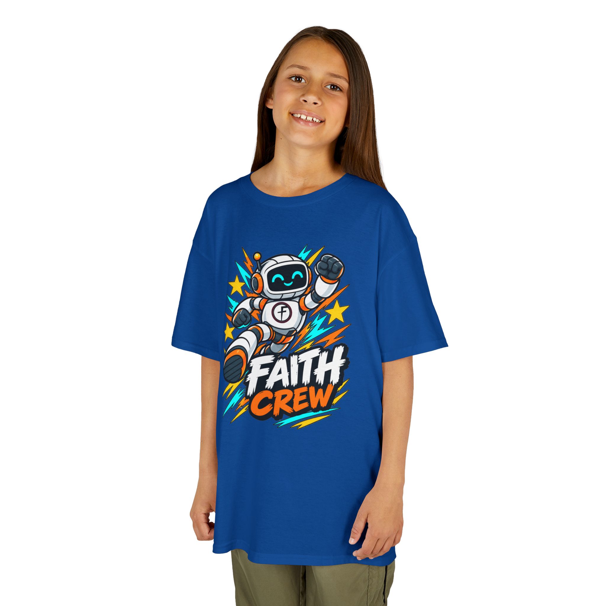 Kids' Faith Crew T-Shirt — Cute Robot Illustration Graphic Tee for Church & Sunday School - Image 39