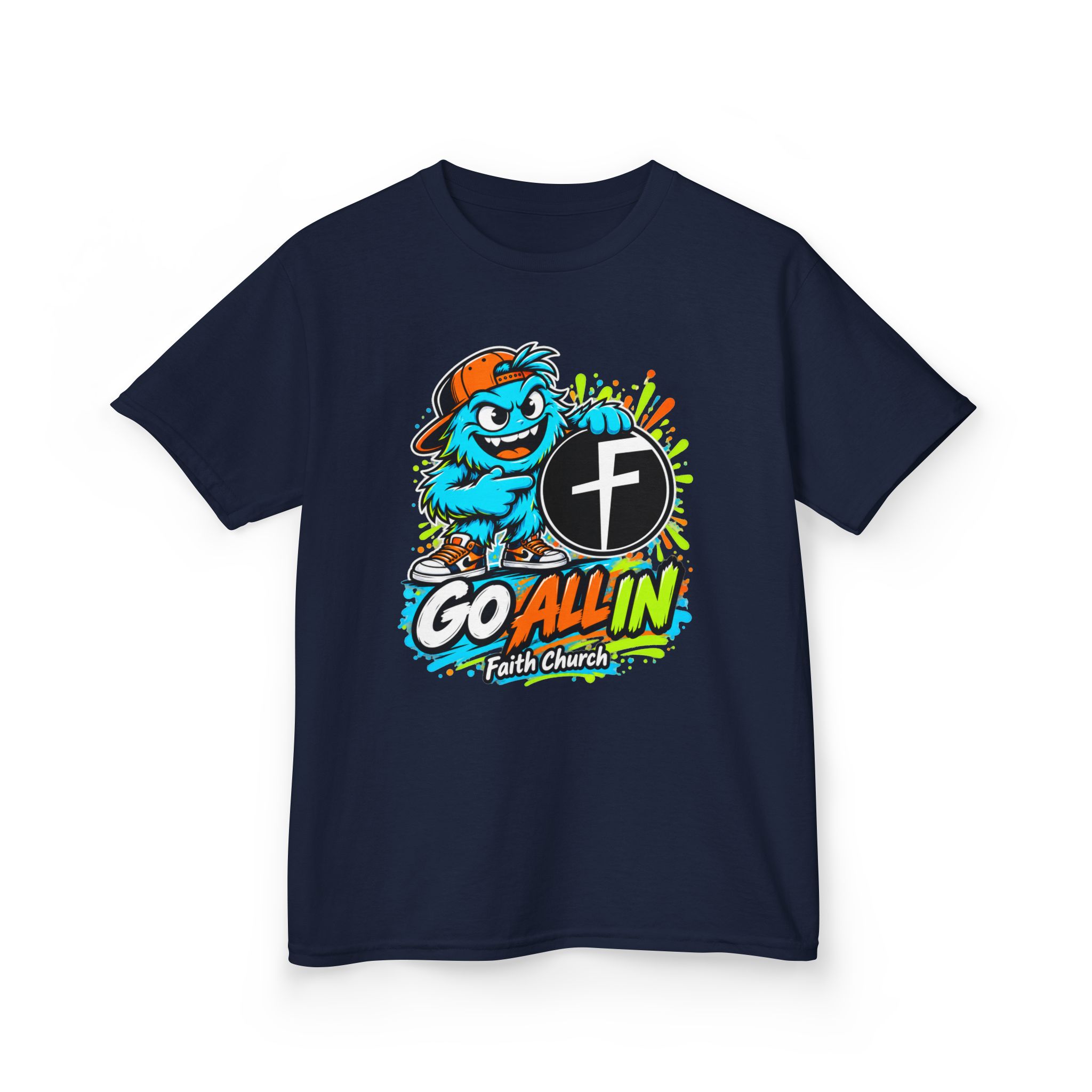 Kids T-Shirt — 'Go All In' Colorful Church Youth Graphic - Image 34