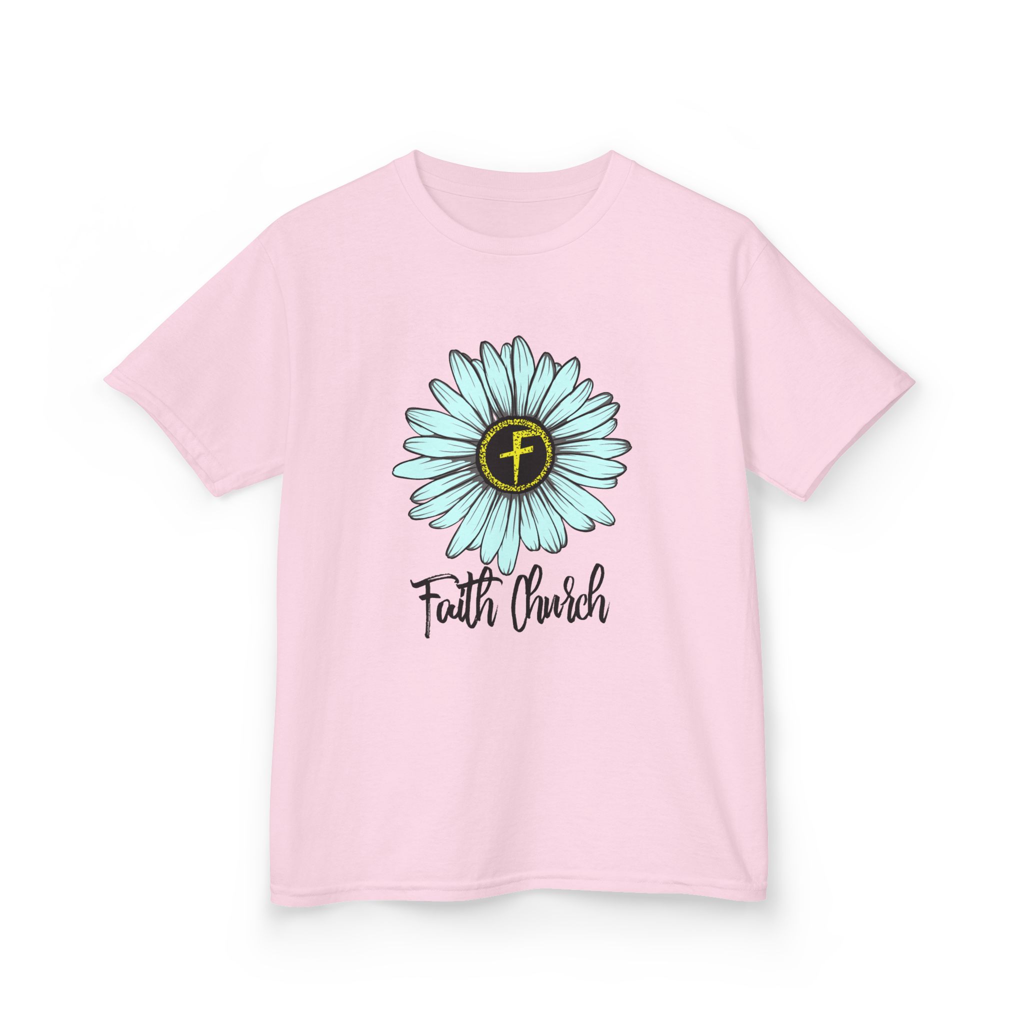 Kids Tee – Blue Daisy “Faith Overfear” Floral Christian Shirt - Image 46