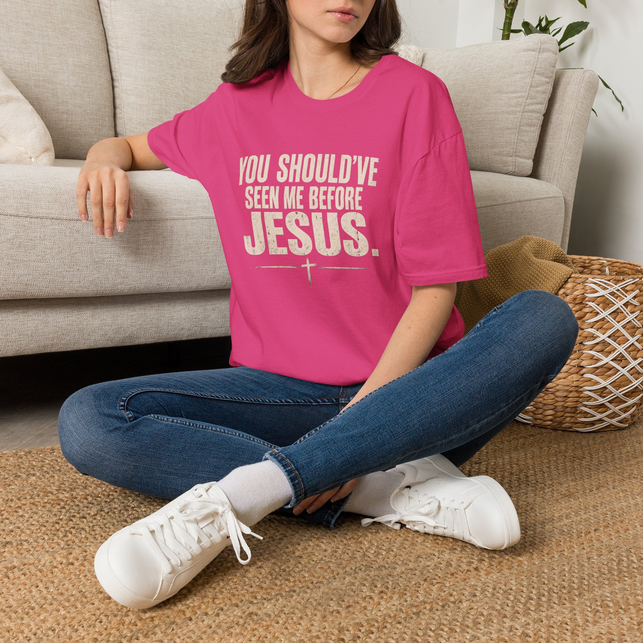 Christian T-Shirt — "You Should've Seen Me Before Jesus" Inspirational Faith Tee - Image 71