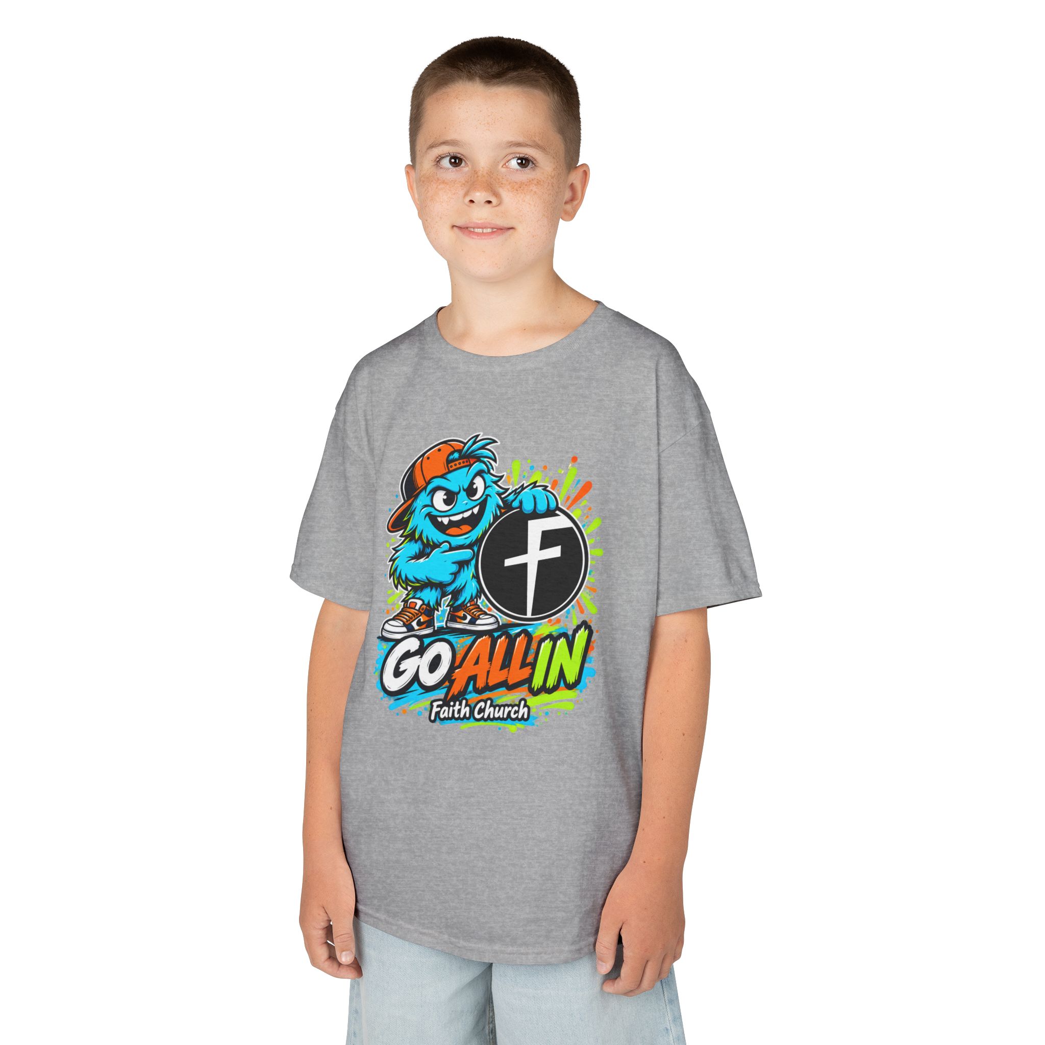 Kids T-Shirt — 'Go All In' Colorful Church Youth Graphic - Image 11