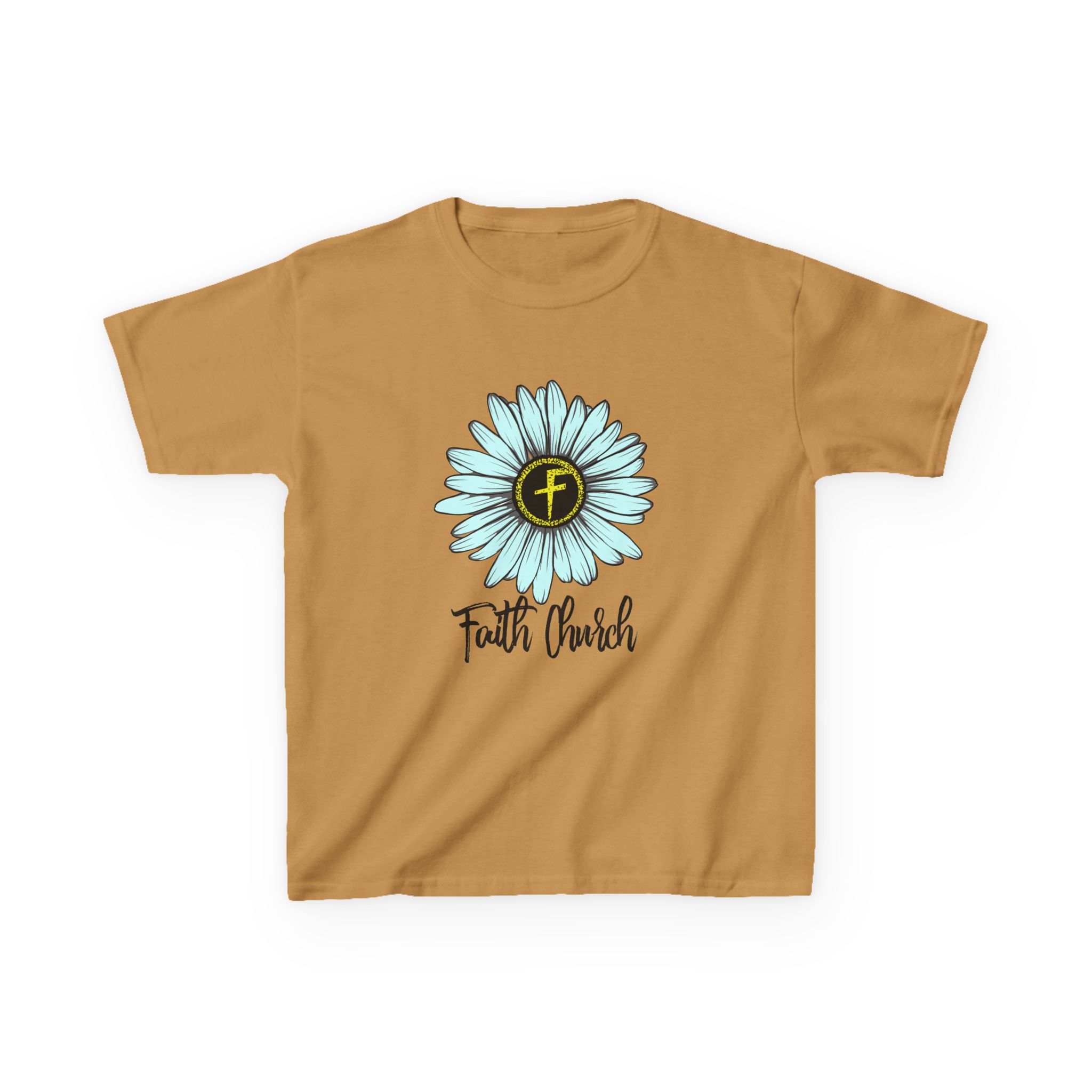 Kids Tee – Blue Daisy “Faith Overfear” Floral Christian Shirt - Image 9
