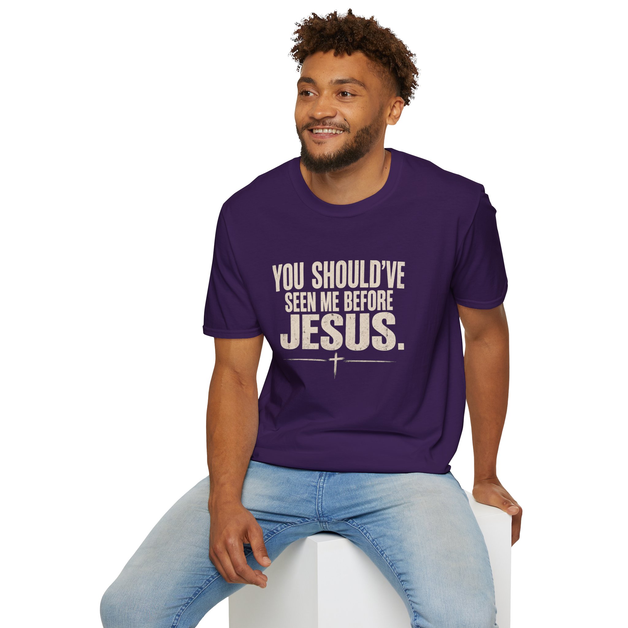 Christian T-Shirt — "You Should've Seen Me Before Jesus" Inspirational Faith Tee - Image 66
