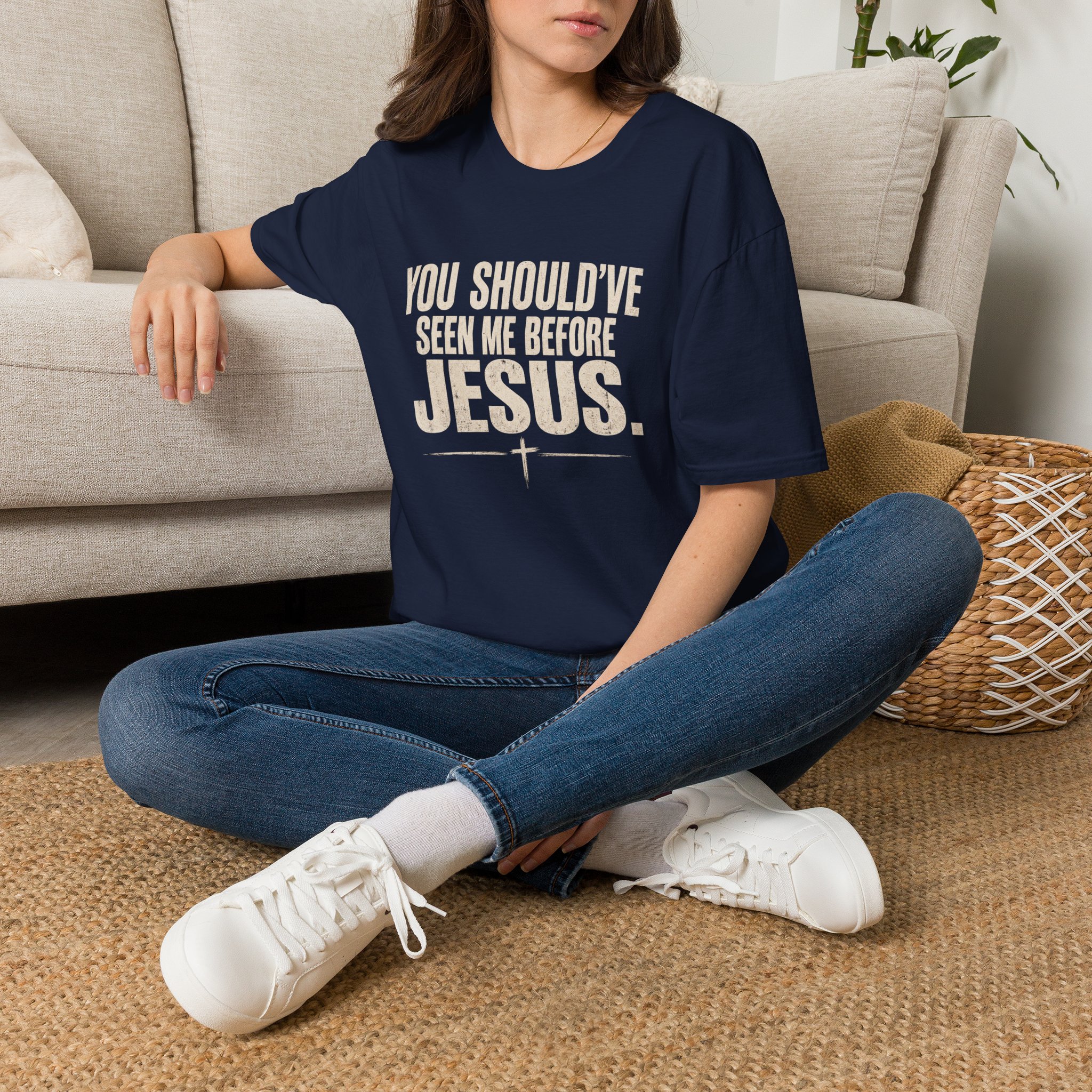 Christian T-Shirt — "You Should've Seen Me Before Jesus" Inspirational Faith Tee - Image 59