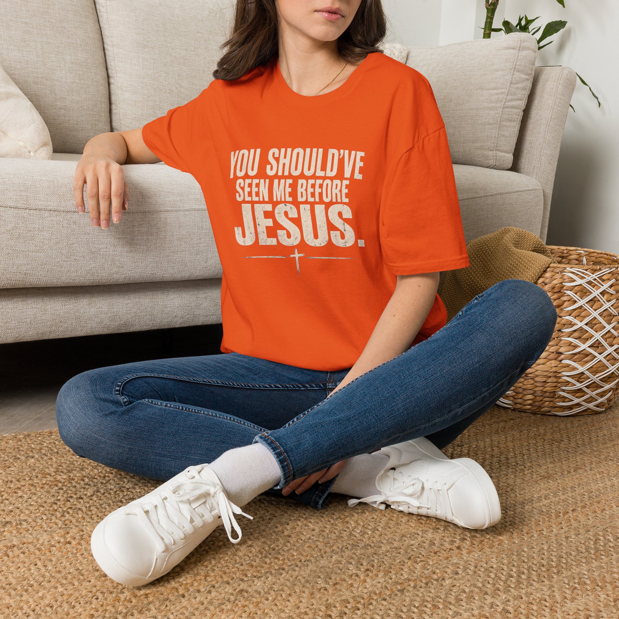 Christian T-Shirt — "You Should've Seen Me Before Jesus" Inspirational Faith Tee - Image 23