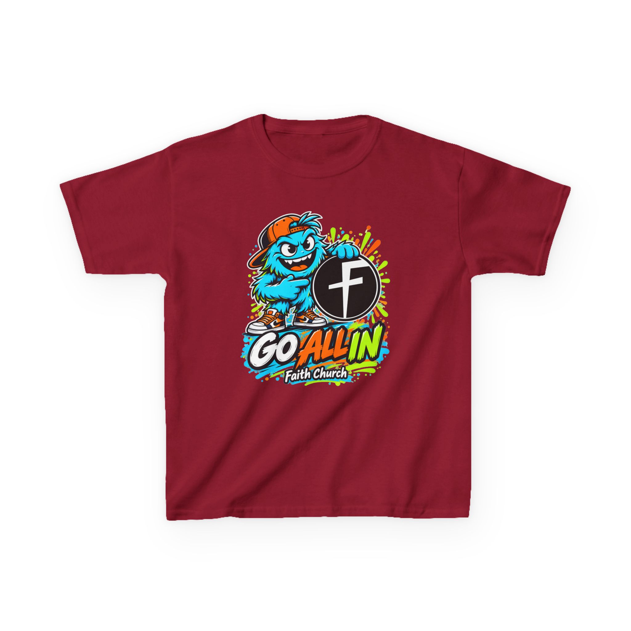 Kids T-Shirt — 'Go All In' Colorful Church Youth Graphic - Image 37