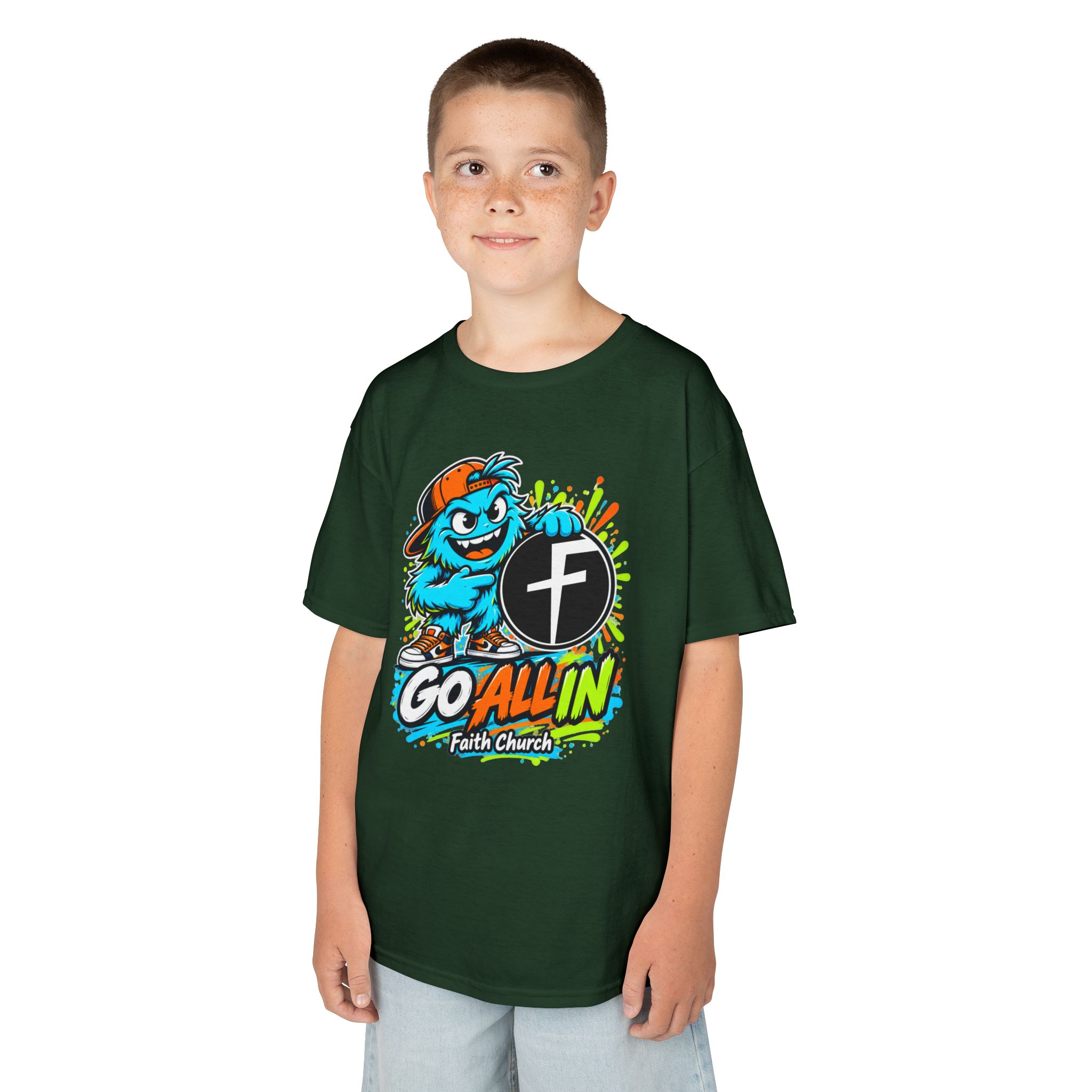 Kids T-Shirt — 'Go All In' Colorful Church Youth Graphic - Image 19
