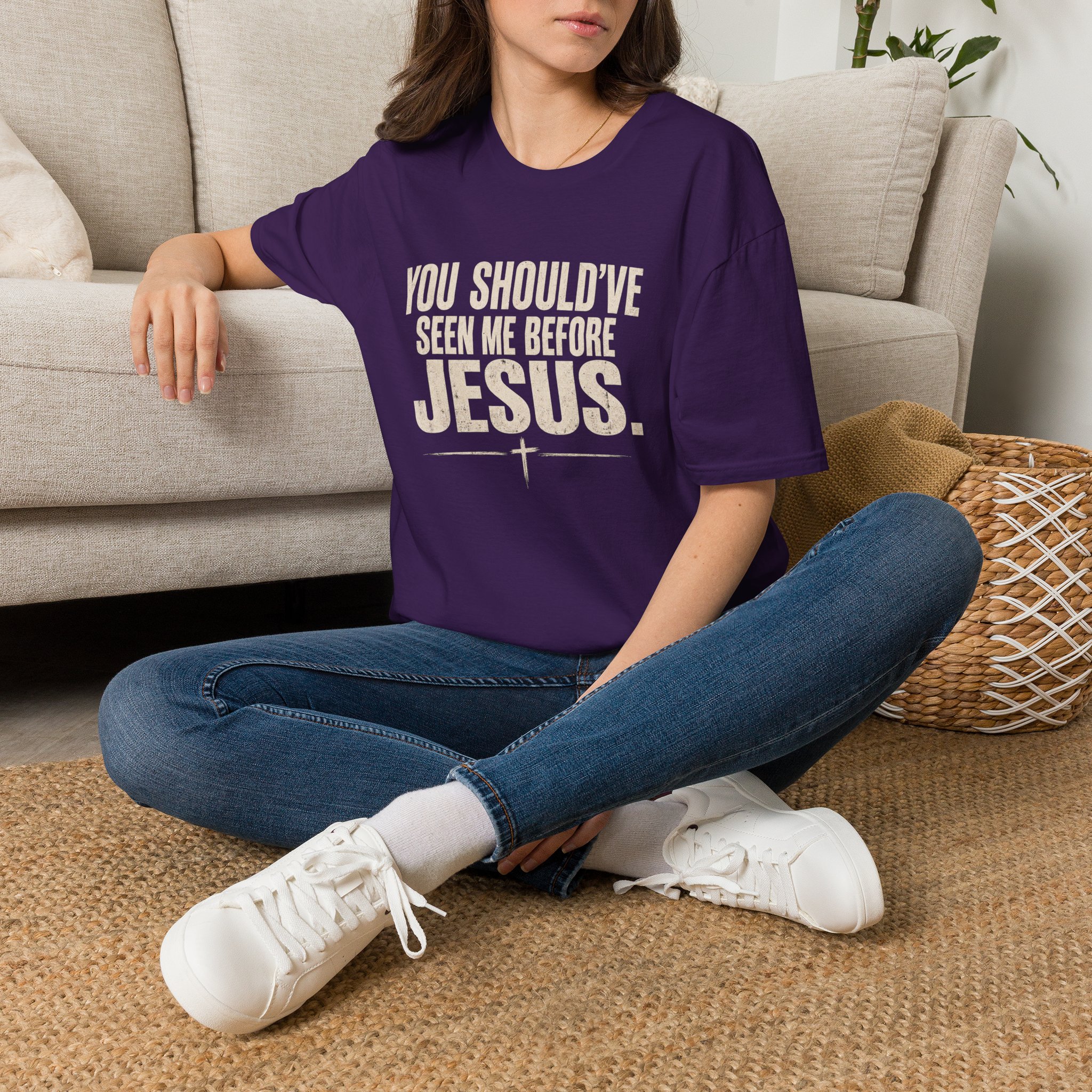 Christian T-Shirt — "You Should've Seen Me Before Jesus" Inspirational Faith Tee - Image 65
