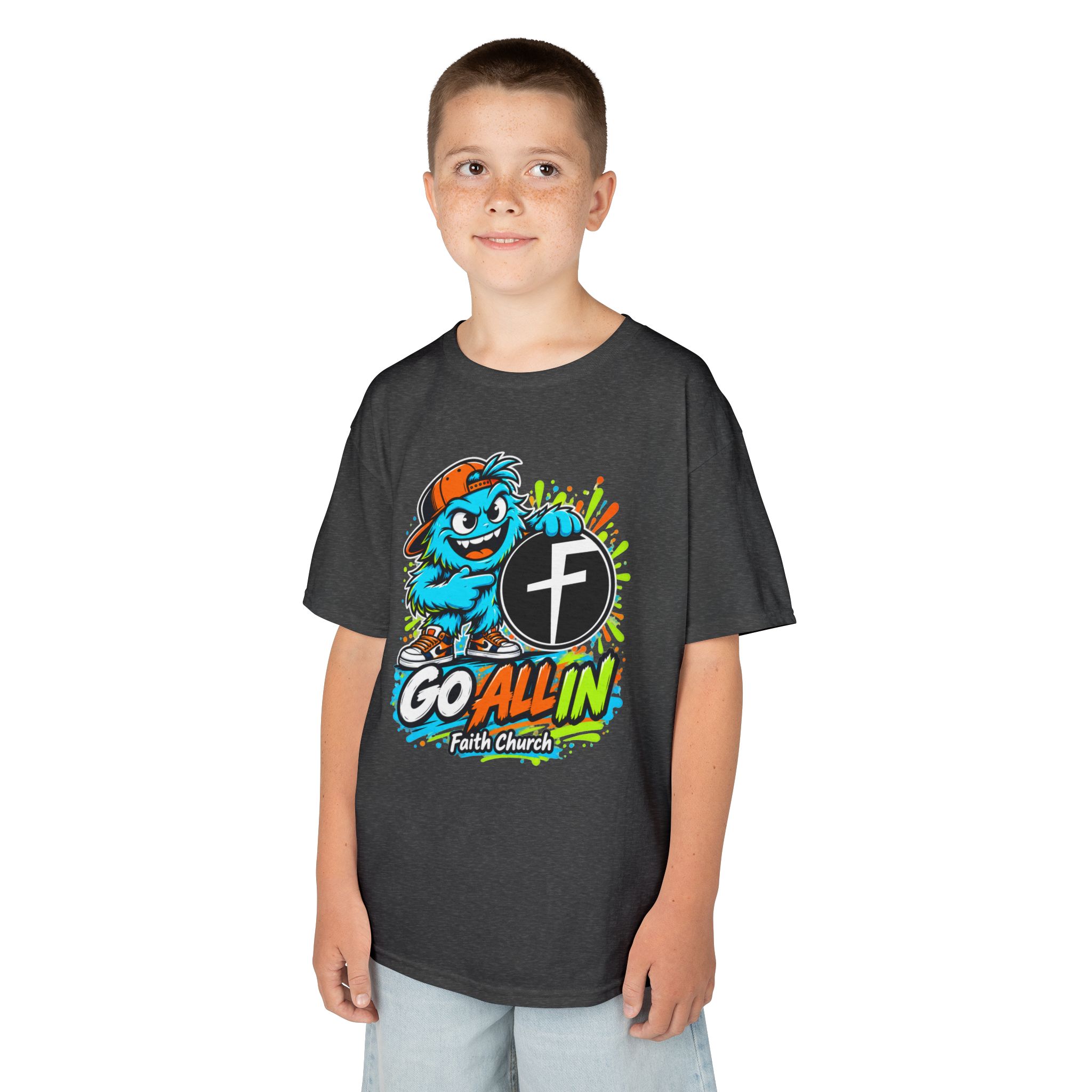 Kids T-Shirt — 'Go All In' Colorful Church Youth Graphic - Image 23