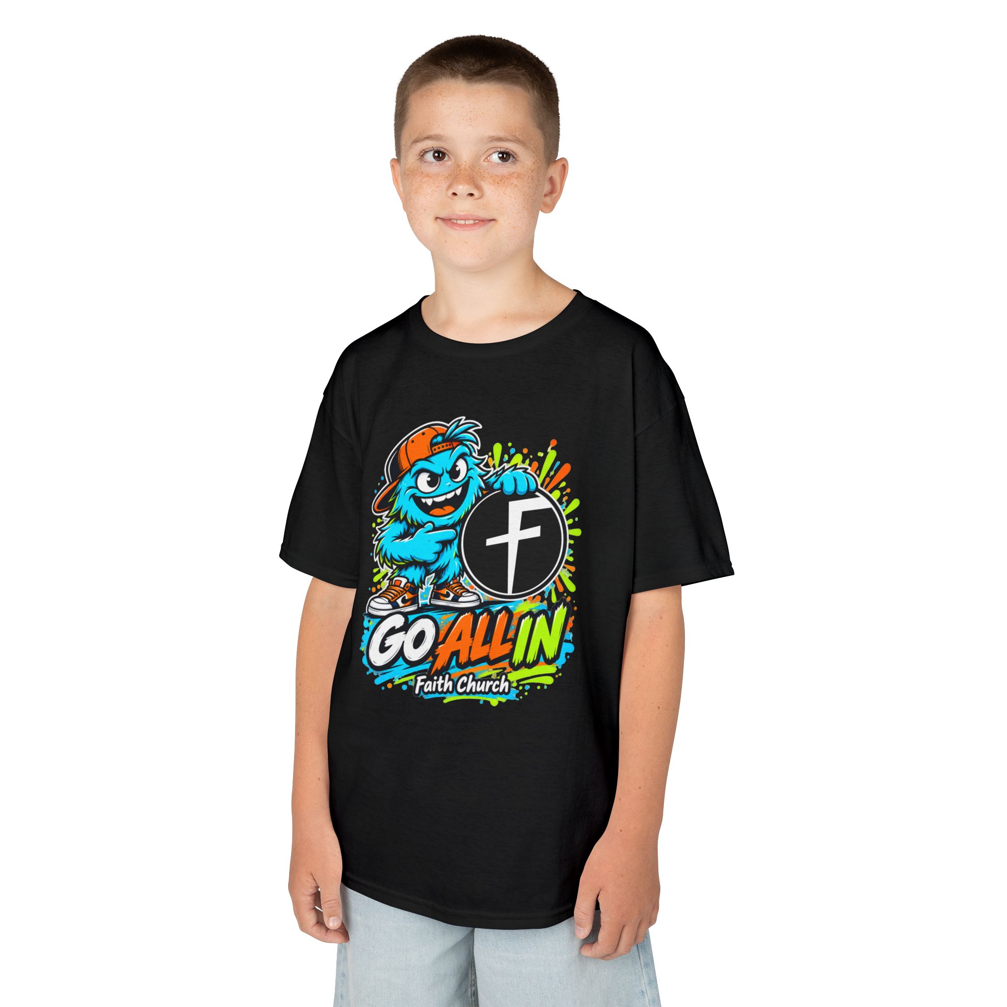 Kids T-Shirt — 'Go All In' Colorful Church Youth Graphic - Image 7