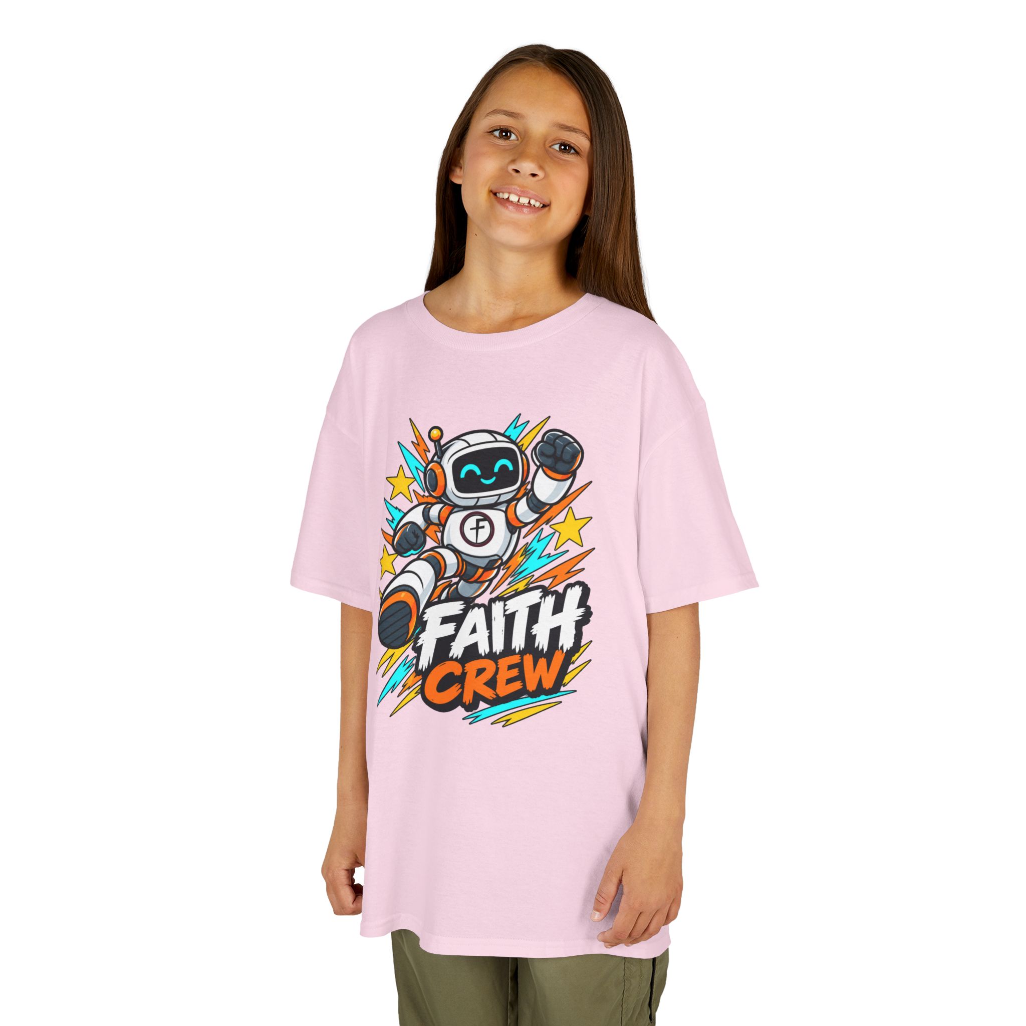 Kids' Faith Crew T-Shirt — Cute Robot Illustration Graphic Tee for Church & Sunday School - Image 53
