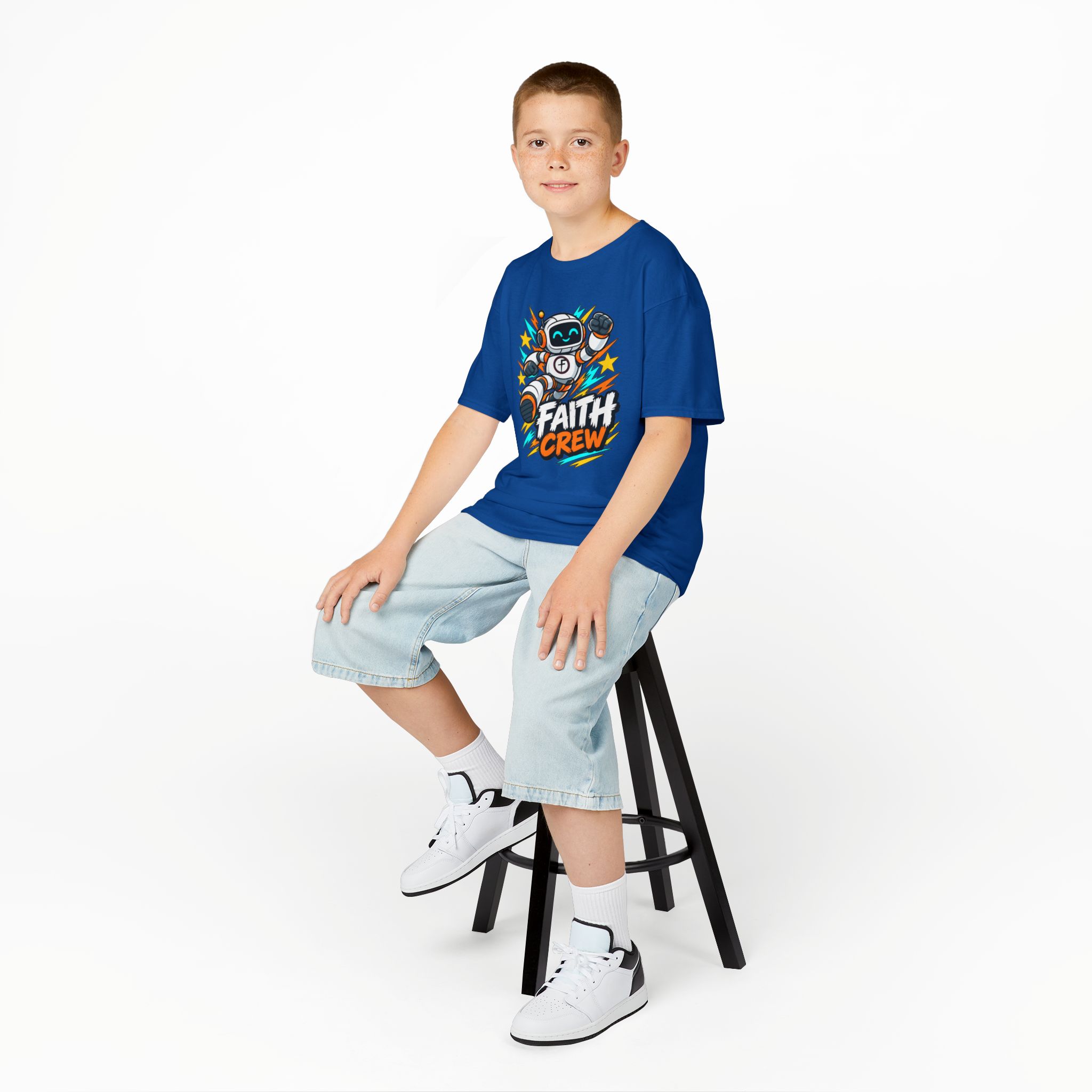 Kids' Faith Crew T-Shirt — Cute Robot Illustration Graphic Tee for Church & Sunday School - Image 38
