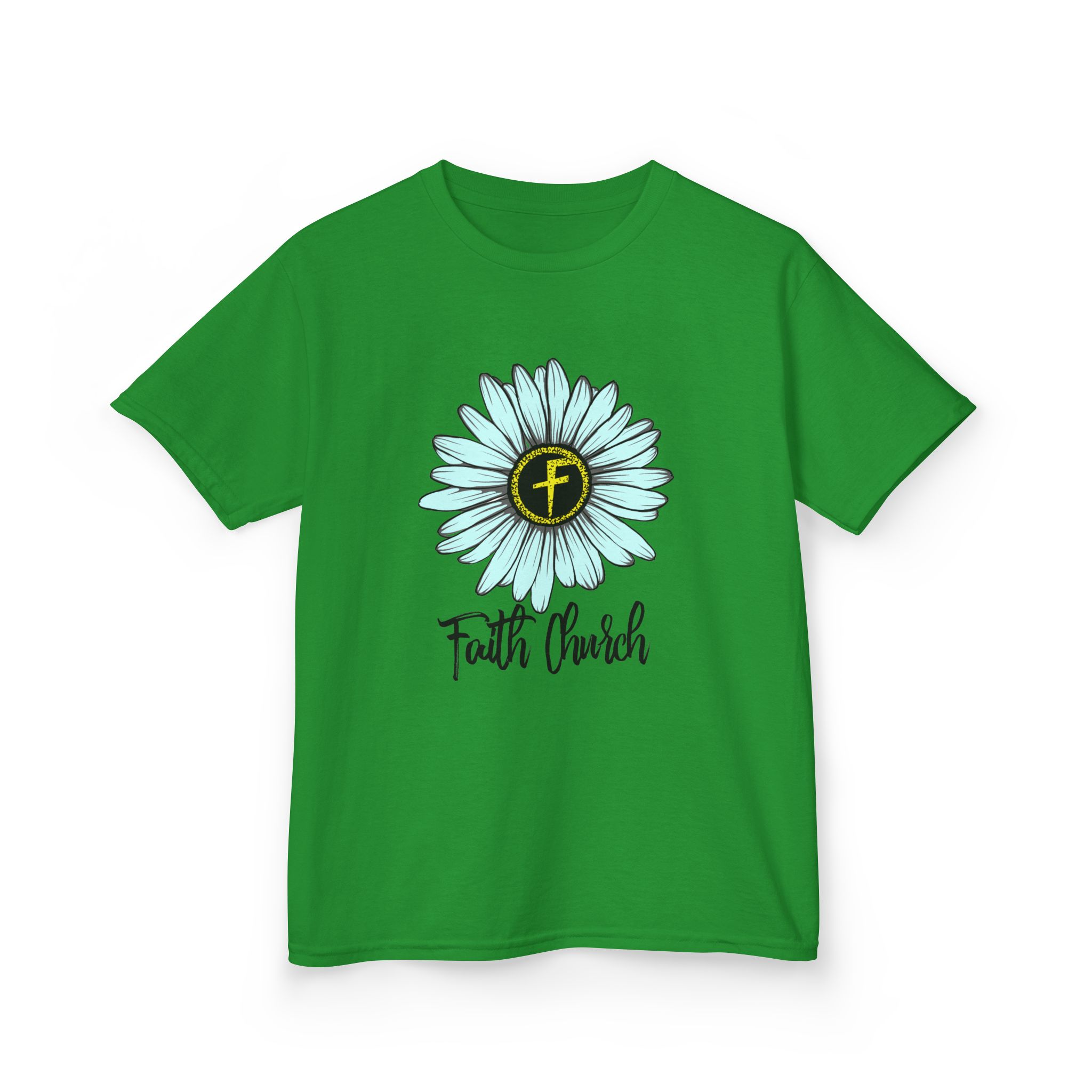 Kids Tee – Blue Daisy “Faith Overfear” Floral Christian Shirt - Image 18