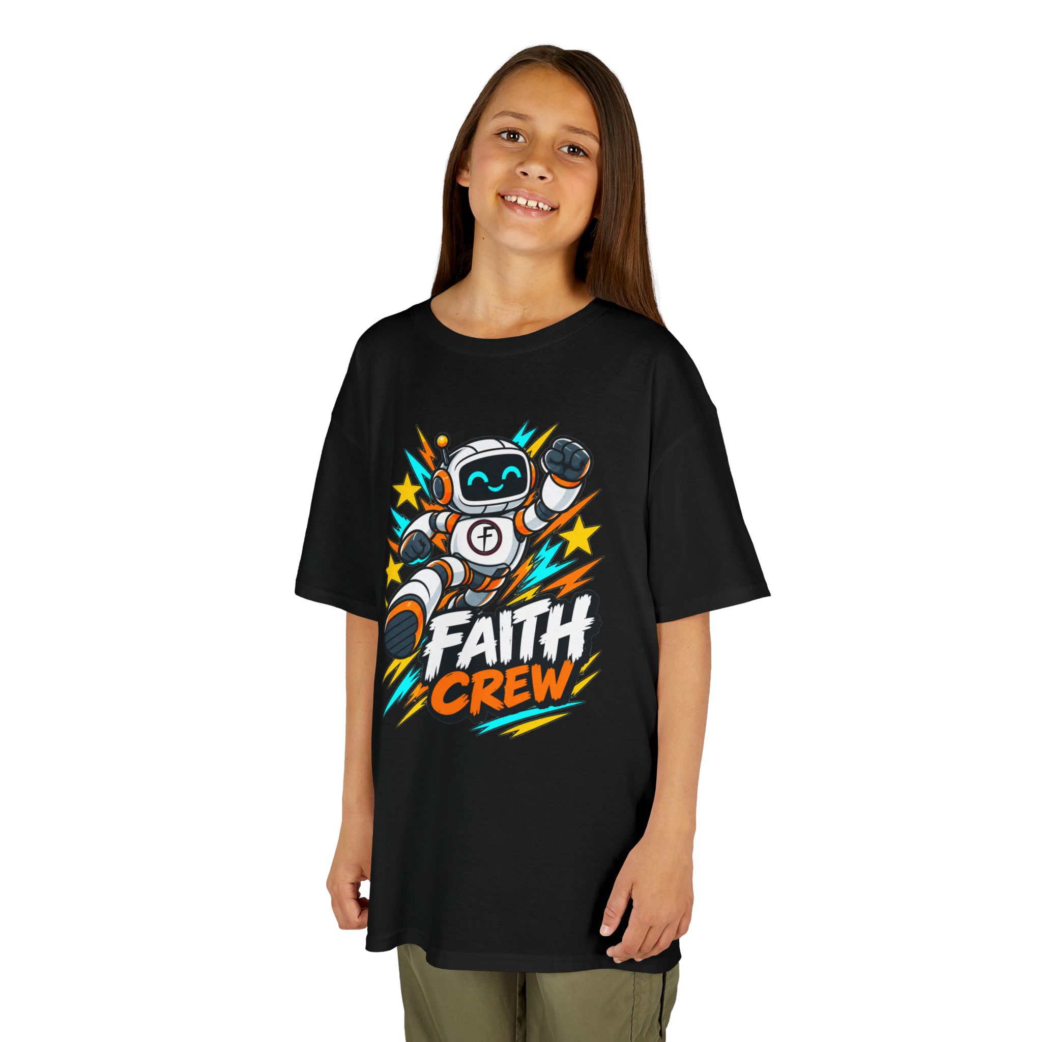 Kids' Faith Crew T-Shirt — Cute Robot Illustration Graphic Tee for Church & Sunday School - Image 9
